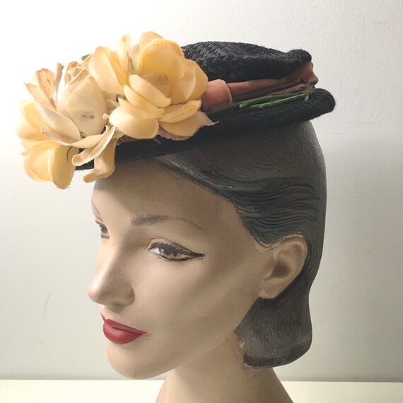 1930s Day Hat With Flowers Mary Poppins MILGRIM Hat | Etsy