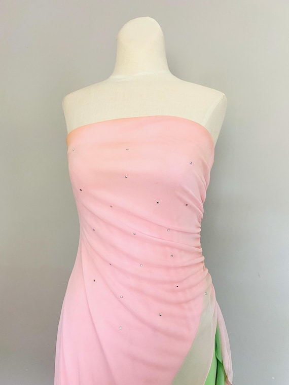 TABOO Y2K Strapless Prom Party Tube Dress Green Fairycore 90s Vintage
