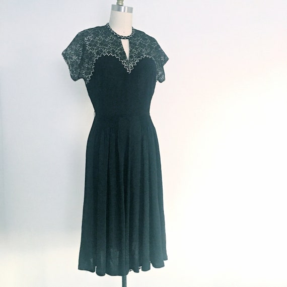 1940's Swing Era Dress Rare Dress Vintage Rhinest… - image 2