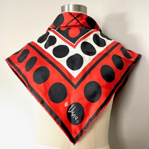 1970s Vera Neumann Silk Scarf: Red, White & Blue Graphic Design
