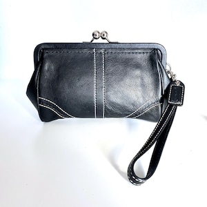 Porta-moedas COACH Vintage SOHO Autêntico Coach Couro Preto Porta-moedas Excelente Estado