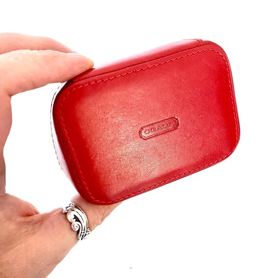 Vintage COACH Triple Pill Travel Case Red Leather Zip… Gem