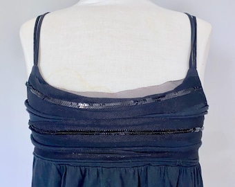 Blusa estilo babydoll vintage com lantejoulas e modelagem em algodão modal, tamanho P (Y2K Express).