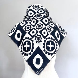 1970s Vera Neumann Silk Scarf: Black & White Graphic Design