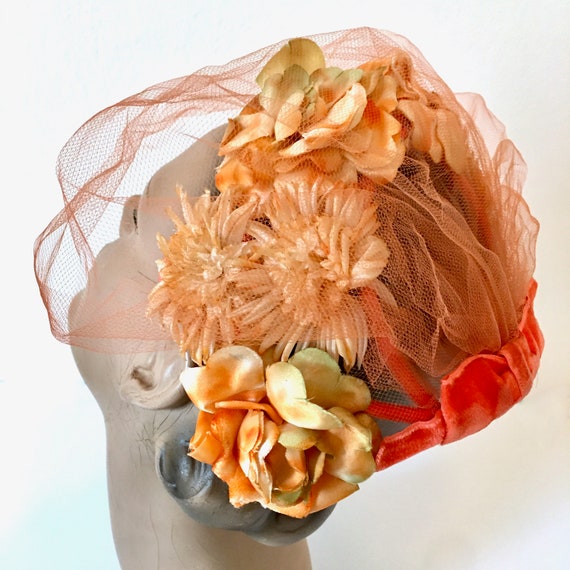 1950s Saffron Rose Cocktail Hat Juliette Day Hat … - image 5