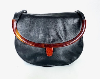 1960s Vintage Susan Gail Leather Bag: Lucite Trim Purse