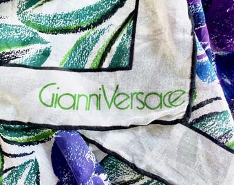 vintage Authentique Versace Large Paréo En Coton Paréo Écharpe De Designer Italien Signature De Célébrité Versace