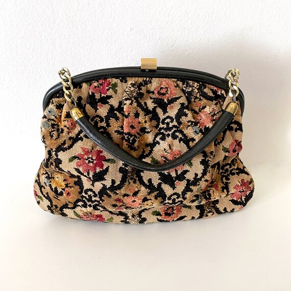 1960s Floral Tapestry Carpet Bag RONAY Made in the US… Gem