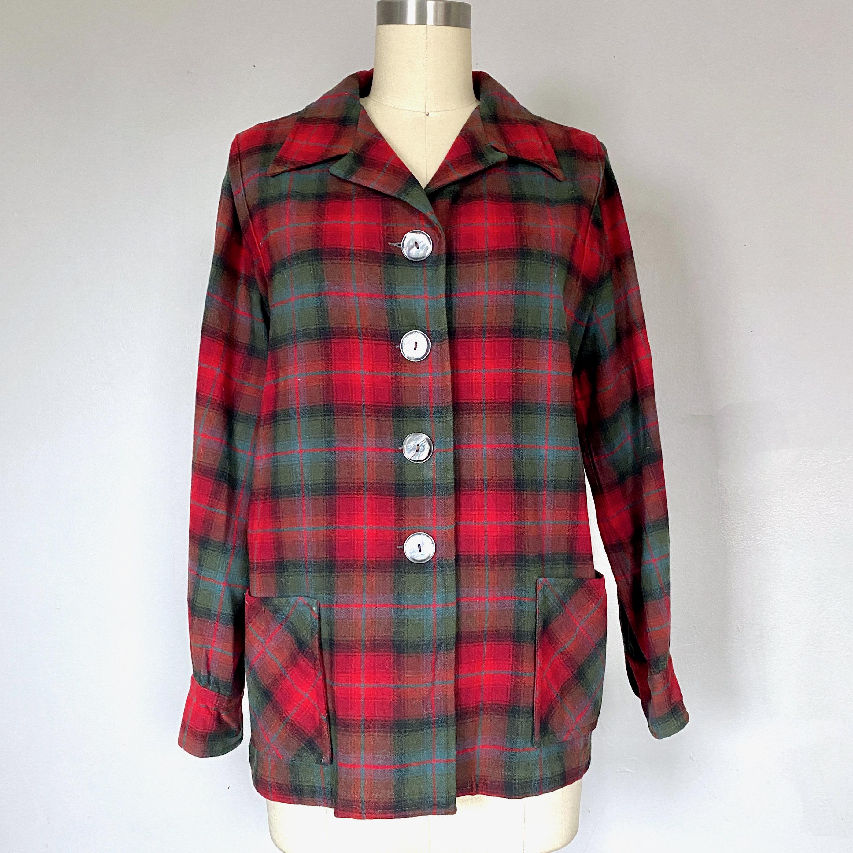 ジャケット・アウター 40s Pendleton wool gabadine jacket 50s VINTAGE PENDLETON 40s Wool Plaid Tartan Flannel 49er Jacket