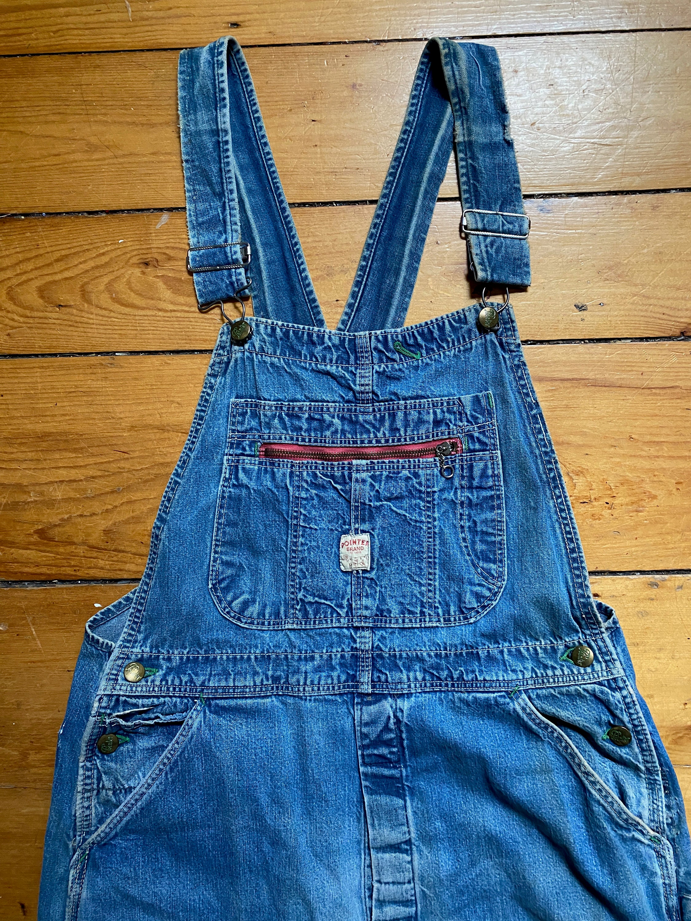 1959 Pointer Brand Vintage Denim Overalls 34x30 Light Wash Bibs Farmer  Painter Pants Vintage Work Ware