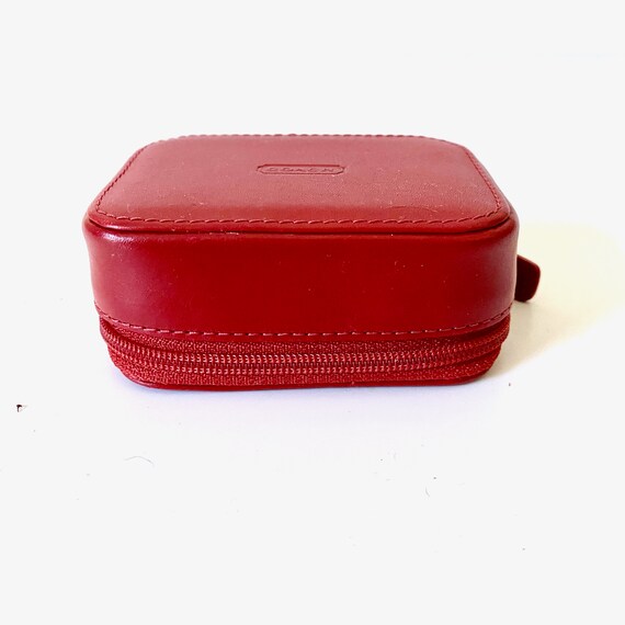 Vintage COACH Triple Pill Travel Case Red Leather Zip… Gem