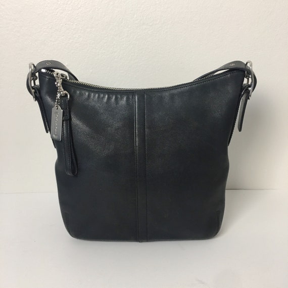 COACH Black Leather Slim Hobo Vintage Bucket Bag C