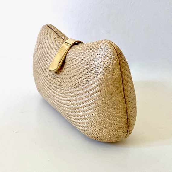 1980s Coated Wicker Clutch Shoulder Bag Club Hard… - image 2