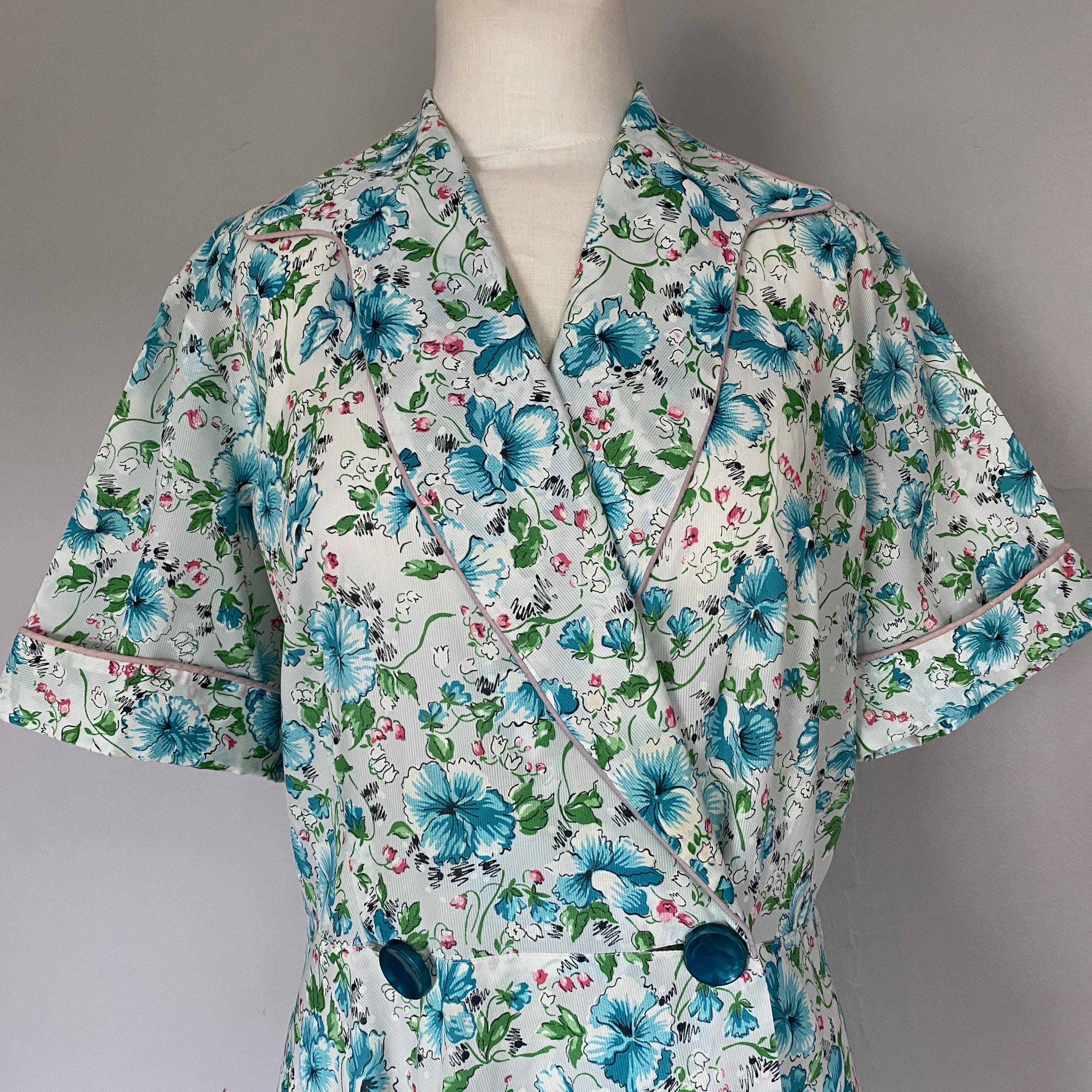 1940s Rayon Shirtwaist Dress: Marilyn Novelty Print, Size 8/10