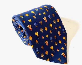 Ferragamo Tie BITS and BUDS Silk Twill Vintage Salvadore Ferragamo Neckwear
