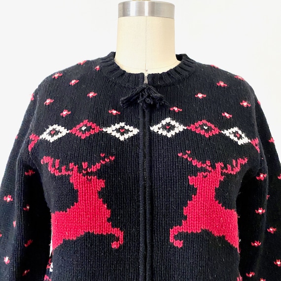 Vintage Ralph Lauren Wool Novelty Deer Sweater Zi… - image 1