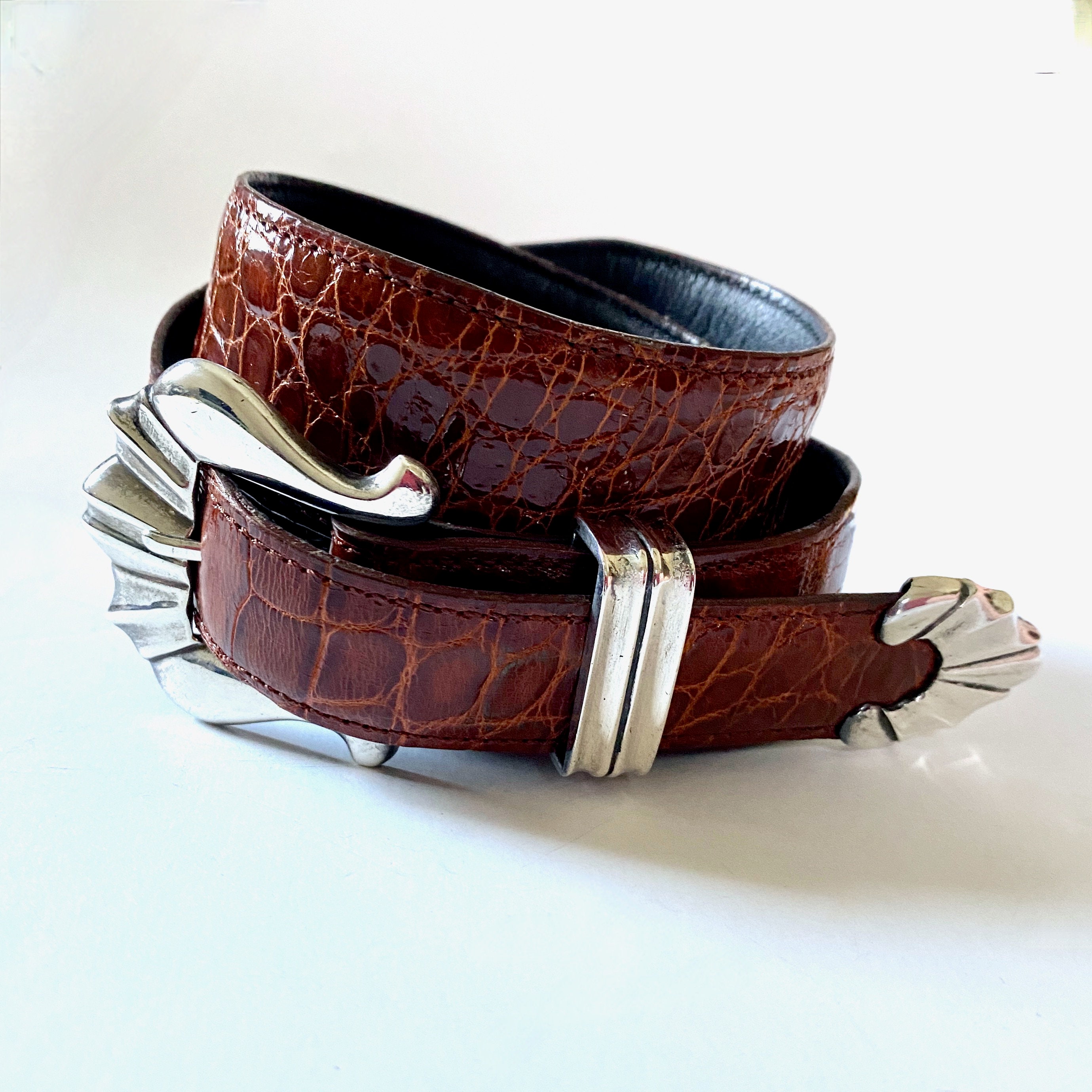 Dick Muller Alligator Belt, Sterling Silver Buckle (size 32  display picture 3