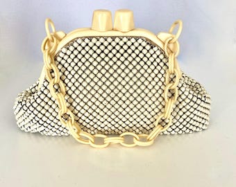 1940s Whiting and Davis Vintage Purse Micro Mesh Purse Celluloid Handle Bag Vintage Evening Wedding Party Purse Formal Purse