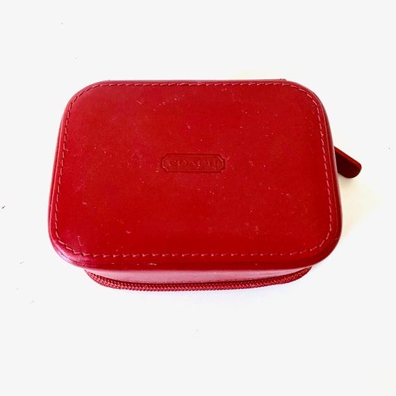 Vintage COACH Triple Pill Travel Case Red Leather Zip… Gem
