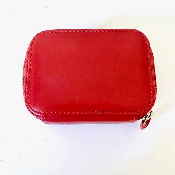 Vintage COACH Triple Pill Travel Case Red Leather Zip… Gem