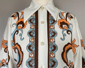 1960s LAND AND SEA Long Tunic Blouse Retro Hipster