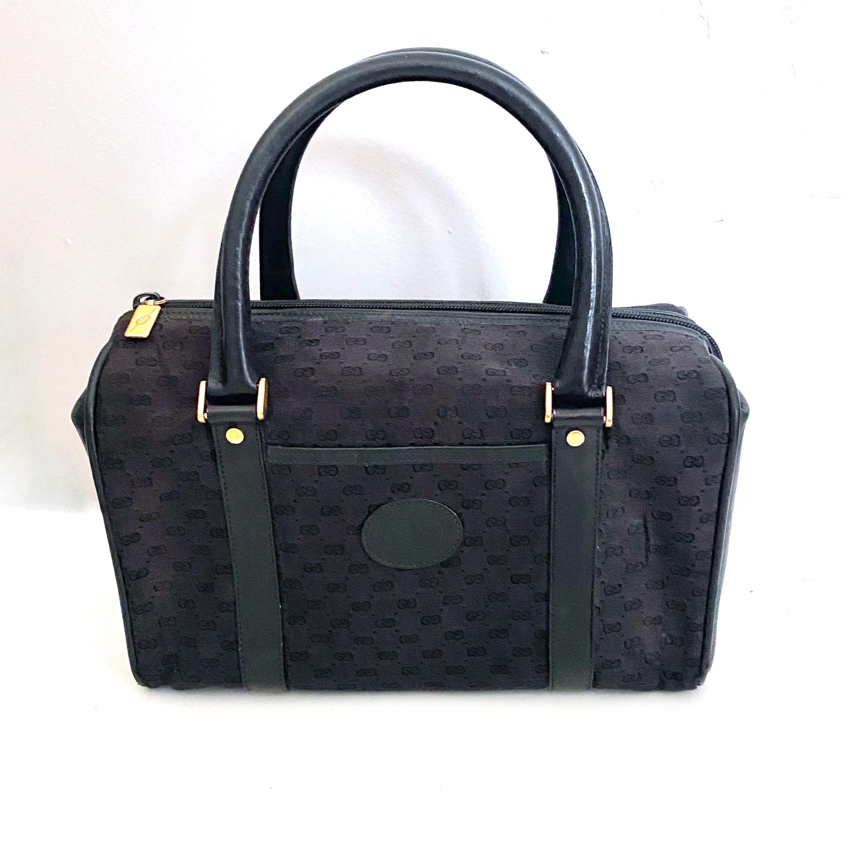 Authentic Vintage GUCCI GG Logo Monogram 1970's Boston Bag Purse