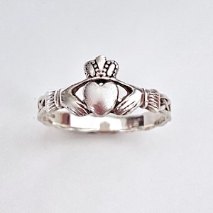 Vintage Sterling Silber CLADDAGH keltische Bandring Größe Gr. 8,5