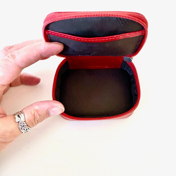 Vintage COACH Triple Pill Travel Case Red Leather Zip… Gem