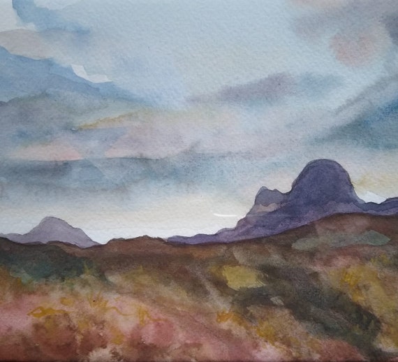 The Mighty Suilven- Northwest Highlands- Scottish landscapes Art Cards, Blank greeeting cards for Any Occasion. Watercolour art