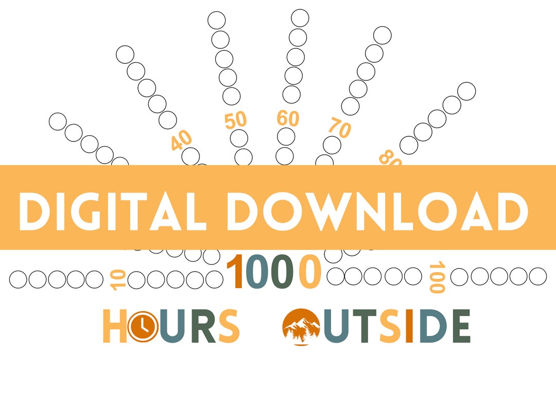 1000 Hours Outside Sunburst Coloring Tracker Etsy