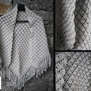 Handmade Crochet pearl Grey shawl