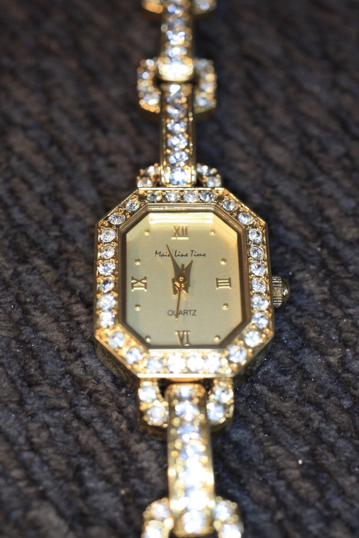 Main Line Time Cut Crystal Link Goldtone Watch B2014 - Etsy display picture 1