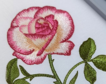 Rose in Bloom Machine Embroidery Design | Floral Embroidery Pattern 3 sizes
