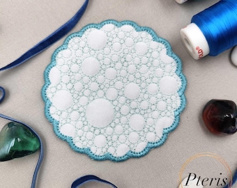 Mini Quilted Coaster Embroidery Design, Bubble Texture Mug Rug, In The Hoop Coaster, Lace Style Table Decor