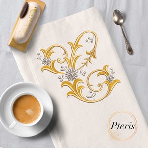 Großbuchstabe C Blumen Antik Vintage Hochzeit ausgefallenes Monogramm Maschinenstickerei
