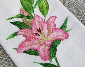 Lily Machine Embroidery Design: Spring Floral Pattern (Digital Download)