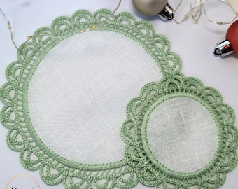 Crochet Lace Coaster Style ITH Machine Embroidery Designs: Cocktail Napkin Set (Digital Download)