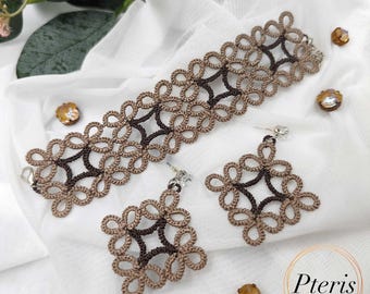 Machine Embroidery Design Tatting Style Earrings and Bracelet- In the hoop Handcrafted Delicate Accessories