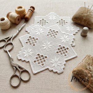 Hardanger Lace Cocktail Napkin Embroidery Design, Freestanding Lace Coaster, In The Hoop Hardanger Embroidery, Elegant Table Decor