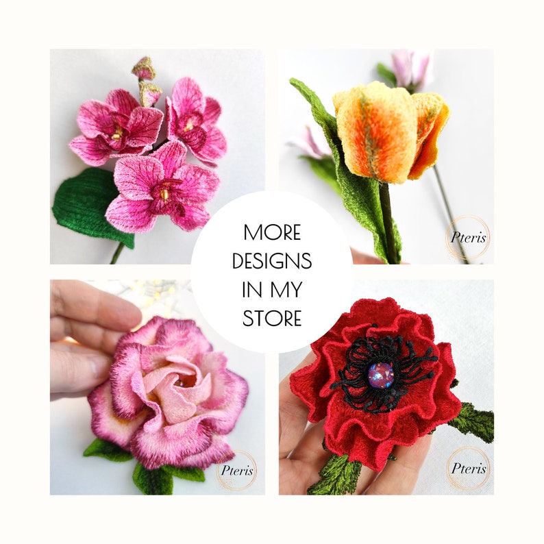 Roses 3D FSL Embroidery Design: Jewelry Motif (digital Download) - Etsy