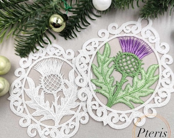 FSL Thistle Machine Embroidery Design, Scottish Flower Lace Ornament Pattern, 3 Sizes for 4x4 and 5x7 Hoops, Celtic Floral Embroidery File