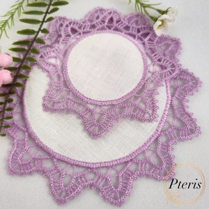 Elegant Crochet Lace Coaster ITH Embroidery Designs - Set of 6 size Cocktail Napkins for Home Decor