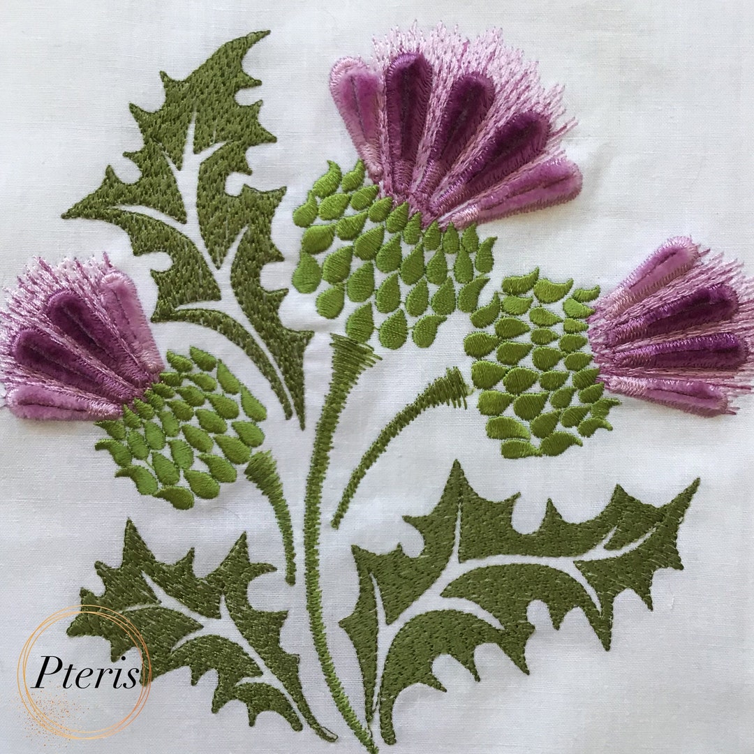 Thistle Flower Fluffy Fringed Thread Velvet Machine Embroidery Design, 4 Sizes Etsy