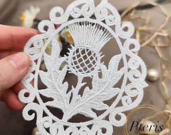 Small FSL Thistle Machine Embroidery Design for 4x4 Hoop, Scottish Flower Lace Ornament Pattern, Celtic Floral File
