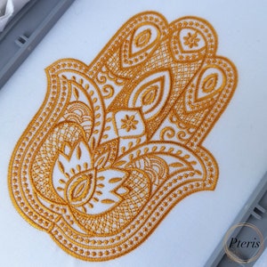 Hamsa Hand of Fatima Machine Embroidery Design - 4 Sizes, Spiritual Embroidery, Protection Symbol