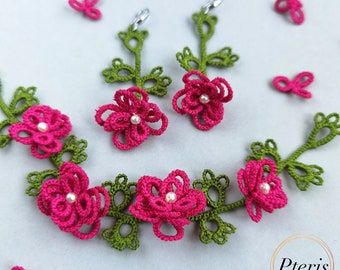 Machine Embroidery Design Set Tatting Style Roses - Jewelry Earrings, Necklaces, Bracelets - 4x4 In-the-Hoop
