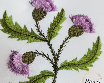 Thistle Flower Chenille Machine Embroidery Design - Fringed Fluffy Texture - 3 Sizes - 4x4, 5x7  hoop.