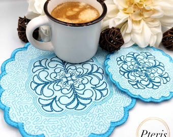 Quilted Elegant Embroidery Design: Mug Rug & Lunchmat (Digital Download)