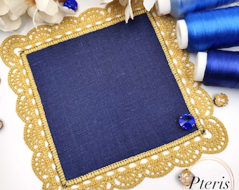 Square Crochet Style Coaster Machine Embroidery Design FSL Napkin Border - 3 Sizes