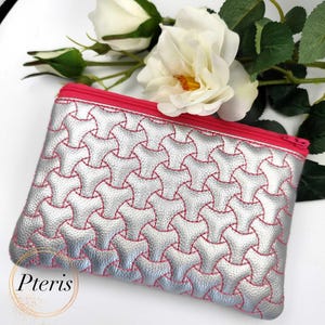 Quilted Zipper Pouch Embroidery Design In-the-hoop Double Sided Lined Bag 3 Sizes: 5x7, 6x10, 7x12 hoop
